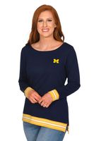UG Apparel NCAA Michigan Wolverines Striped Rib Pullover, Navy, Small