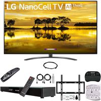 LG 86SM9070PUA 86" 4K HDR Smart LED NanoCell TV w/AI ThinQ (2019) + Deco Gear Home Theater Surround Sound 31" Soundbar + Deco Mount Flat Wall Mount Kit + 2.4GHz Wireless Keyboard w/Touchpad + More