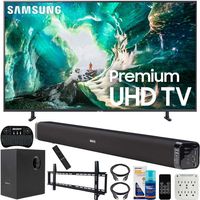 Samsung UN65RU8000 65-inch RU8000 LED Smart 4K UHD TV (2019) Bundle with Deco Gear Soundbar with Subwoofer, Wall Mount Kit, Deco Gear Wireless Keyboard, Cleaning Kit and 6-Outlet Surge Adapter