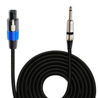 Speakon to 1/4" Audio Cord - Speakon Connector to 1/4 Inch Male Connection 30 ft 12 Gauge Black Heavy Duty Professional Speaker Cable Wire - Delivers Sound - Pyle Pro PPSJ30
