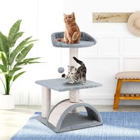 ScratchMe Tree Condo with Scratching Post, Cat Tower Pet Play House with Toy