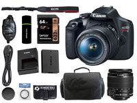 The Imaging World Canon EOS Rebel T7 Digital SLR Camera with EF-S 18-55mm f/3.5-5.6 is II Lens + Wide Angle Lens + Telephoto Lens + Lexar 64GB Professional Memory Card + Bag + Accessory Bundle