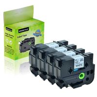 GREENCYCLE 4 Pack 1" 24mm Black on White Label Tape TZe251 TZe-251 TZ-251 TZ251 Standard Laminated Cassettes Compatible for Brother P Touch PTD600 PTP750W PTP700 PTE500 PT1400 Label Makers
