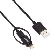 Kanex Duo Micro USB + Apple Certified Lightning Connector to ChargeSync USB Cable 4FT (1.2 Meters)-Black