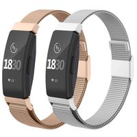 CCnutri Compatible with Fitbit Inspire HR Bands, Stainless Steel Loop Metal Mesh Bracelet for Fitbit Inspire and Ace 2 Replacement Wristbands for Women Men,Sliver, Rosegold, Small