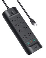 AUKEY USB-C Power Strip with 18W Power Delivery, 8 Outlets, 1 USB Power Delivery Port, 2 USB-A Ports, and 5-Foot Power Cable for Home and Office (Black)