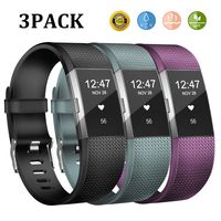 Wekin Replacement Bands Compatible with Fitbit Charge 2, Adjustable Silicone Sport Accessory Wristband Straps for Charge 2 HR Fitness Tracker Small Large Women Men