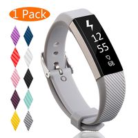KingAcc Compatible Replacement Bands for Fitbit Alta HR, Fitbit Alta, Silicone Fitbit Alta HR Band Alta Band, Buckle Wristband Strap Women Men (1-Pack, Gray, Large)