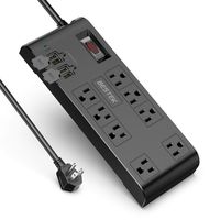 BESTEK 8-Outlet Surge Protector Power Strip 15Amp, 5V 4.2A 4 Smart USB Charging Ports, 10-Foot Heavy Duty Extension Cord, 600 Joule, FCC ETL Listed, Black