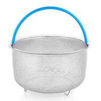 JERXUNY Original Sturdy Steamer Basket for 3 4 5 6 8 Quart Pressure Cooker, 304 Stainless Steel Steamer Insert with Silicone Covered Handle (gray)