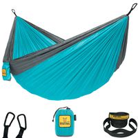 Wise Owl Outfitters Hammock Camping Double & Single with Tree Straps - USA Based Hammocks Brand Gear, Indoor Outdoor Backpacking Survival & Travel, Portable DO BL/GY