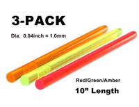 NJGIANT 3-Pack Tactical Replacement High Brightness Glow Stick Fluorescence Fiber Optic Sight Rod Green/Red/Amber for Bow and Gun Sight (0.04")