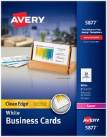 Avery Printable Business Cards, Laser Printers, 400 Cards, 2 x 3.5, Clean Edge (5877), White