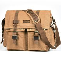 LUXUR Military Satchel Messenger Bag Vintage Canvas Travel Bag for 15 Inch Laptop