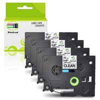 NineLeaf 4 Pack Compatible Brother P-Touch TZe-131 TZe 131 TZe131 TZ131 TZ-131 Black on Clear Laminated Label Tape (0.47" x 26.2' 12mm x 8m)