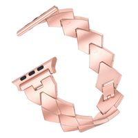 MoKo Compatible Band Replacement for Apple Watch 42mm 44mm Series 5/4/3/2/1, Rhombus Stainless Steel Metal Replacement Smart Watch Strap Bracelet + Watch Lugs - Rose Pink(Not Fit iWatch 38mm 40mm)