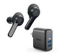 Skullcandy Indy True Wireless Bluetooth in-Ear Headphone Bundle with 2-Port USB Wall Charger - Black