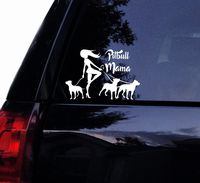 Tshirt Rocket Pitbull Mama Decal - 3 Pitbull Dogs Vinyl Car Decal, Laptop Decal, Car Window Sticker (7", White)