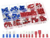 QTATAK 140Pcs Assorted Full Insulated U-Type Fork Red/Blue Terminal Set Electrical Wire Cable Crimp Spade Ring Connector Assortment Kit