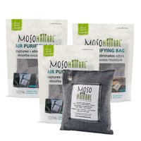 MOSO NATURAL Air Purifying Bags. Odor Eliminator and Odor Absorber. (3) Individually Sealed 200g Charcoal Deodorizer Bags