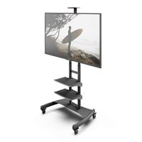 Kanto MTM82PL2 Height Adjustable Mobile TV Stand with Two Adjustable Shelves for 50-inch to 82-inch TVs