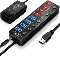 APANAGE 8 Ports Powered USB 3.0 Hub Splitter, 4 Ports USB Data Hub + 4 Smart 2.4A Charging Ports USB Hub, 12V/4A Power Adapter for MacBook Air, Laptop, iMac,PC, USB Flash Drives, Hard Drive (Black)