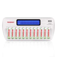 Tenergy TN160 12-Bay LCD NiMH/NiCD AAA/AA Battery Charger + 12 PCS Centura 2000mAh 1.2V AA NiMH Rechargeable Batteries, Precharged Household Battery for Remote Controller/Toys/Flashlight/Mice