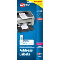 Avery Mini-Sheets Address Labels 1 x 2-5/8, Pack of 200 (2160)