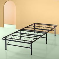 Sleep Master - Platform Metal Bed Frame/Foundation Set(SmartBase + Metal Brackets for Headboard & Footboard Attachment + Bed Skirt - Twin) - Perfect for Spring, Latex, and Memory Foam Mattresses