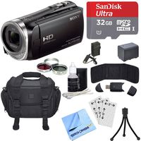 Sony HDR-CX455/B Full HD Handycam Camcorder Deluxe Bundle includes HDR-CX455/B Handycam, Deluxe Filter Kit, Battery, 32GB MicroSDHC Memory Card, Card Reader, Mini Tripod, Beach Camera Cloth and More!