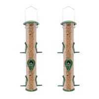 Gray Bunny GB-6847M6P2 Classic Metal Tube Feeder, 2-Pack, Premium Metal Outdoor Birdfeeder with Steel Perches and Steel Hanger, Solid Hard Tube, Chew-Proof and Lasts A Lifetime, Weatherproof