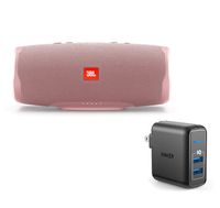 JBL Charge 4 Portable Waterproof Wireless Bluetooth Speaker Bundle with Anker 2-Port Wall Charger - Pink