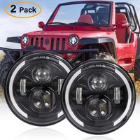 Zmoon 7" Round LED Headlights for Jeep Wrangler 2pcs 200W Halo Headlight Angel Eye Ring DRL & Amber Turn Signal Lights High/Low Beam for Jeep Wrangler JK LJ CJ Hummer H1 H2