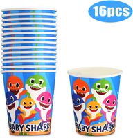 Grabo Shark Baby Themed Party Supplies - Shark Baby Paper Cups | 9 oz, Disposable | Cute Shark Birthday Party Decorations for Kids - Set 16