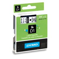 DYMO Standard D1 Labeling Tape for LabelManager Label Makers, Black print on White tape, 3/8'' W x 23' L, 1 cartridge (41913)