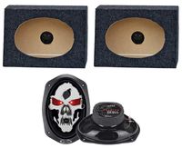 2) Boss SK693 6x9" 600W 3-Way Car Speakers + 2) QTW6X9 Angled 6x9" Speaker Box
