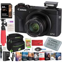 Canon PowerShot G7 X Mark III 20.1MP 4K Digital Camera with 4.2X Optical Zoom Lens 24-100mm f/1.8-2.8 Black 3637C001 Bundle with Deco Gear Travel Case + 64GB Card + Compact Tripod Accessory Kit