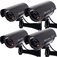 Masione 4 PACK OUTDOOR FAKE / DUMMY SECURITY CAMERA w/ Blinking Light CCTV SURVEILLANCE (Black)