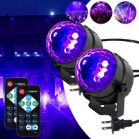 LUNSY Black Light UV 6W DiscoBall LED Black Party Lights Sound Activated with Remote Control DJ Lighting, 7 Modes Stage Par Light for Halloween UV Parties DJ Bar Aquarium Concert and More (2pcs)