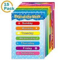 Educational Posters for Preschool Kids Classroom Learning Alphabet Numbers Shapes Colors Laminated Poster Chart Set 15 Pack