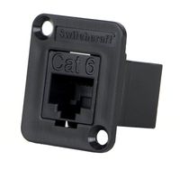 Switchcraft EHRJ45P6 RJ45 CAT6 Feedthru Jack, Unshielded, Plastic Black Housing