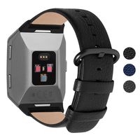 Fullmosa Compatible Fitbit Ionic Band, Leather Strap Compatible Fitbit Ionic Smart Watch Women Men, Black