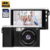 Dessports 24MP Digital Camera 4K Mini Point and Shoot 8X Zoom Camera 4.0Inches Touch Enable Anti-Shake HD Vlogging Video Camera for YouTube with Wide Angle Lens 16GB SD Card Gifts for Teen Adults