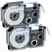 GREENCYCLE 2 Pack Compatible for XR-12WE XR-12WE2S Black on White Label Tape 1/2"(12mm) x 26' (8m) Used in KL-60 KL-60SR KL-C500 KL-100 KL-120 KL750KR Label Printer