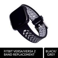 WITHit Designer Silicone Replacement Band for Fitbit Versa/Versa 2, Black/Gray Sport - Secure, Adjustable Stainless Steel Buckle Closure, Fitbit Watch Band Replacement, Fits Most Wrists