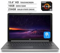 HP Premium Notebook 15.6" HD SVA BrightView WLED-backlit Touchscreen Laptop, AMD Ryzen 5 2500U Processor up to 3.6GHz, 16GB RAM, 256GB Solid State Drive, HDMI, Wi-Fi, Bluetooth 4.2, Windows 10, Silver