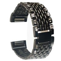 feuy for Fitbit Charge 2 Replacement Wristbands Adjustable Stainless Steel Metal Fitbit Charge 2 Bands Bracelet with Rhinestone Bling Silver Rose Gold Black