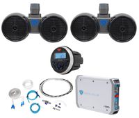 2 Rockville 6.5" 600w Wakeboard Tower Speakers+2-Ch Amp+Bluetooth Receiver