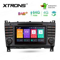 XTRONS Android 9.0 Car Stereo Radio DVD Player Double Din GPS Navigator Octa Core 4G RAM 64G ROM 7 Inch Digital Multi-Touch Screen Head Unit Supports WiFi OBD2 TPMS for Mercedes Benz W203 W209