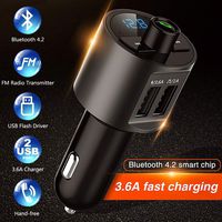 2019 New Car Bluetooth FM Transmitter, Wireless Bluetooth V4.2 Radio Adapter U-Disk Mp3 Player Car Kit with Dual USB Ports Fast Charging Compatible iPhone and Android Smartphones, Hands-Free Calling